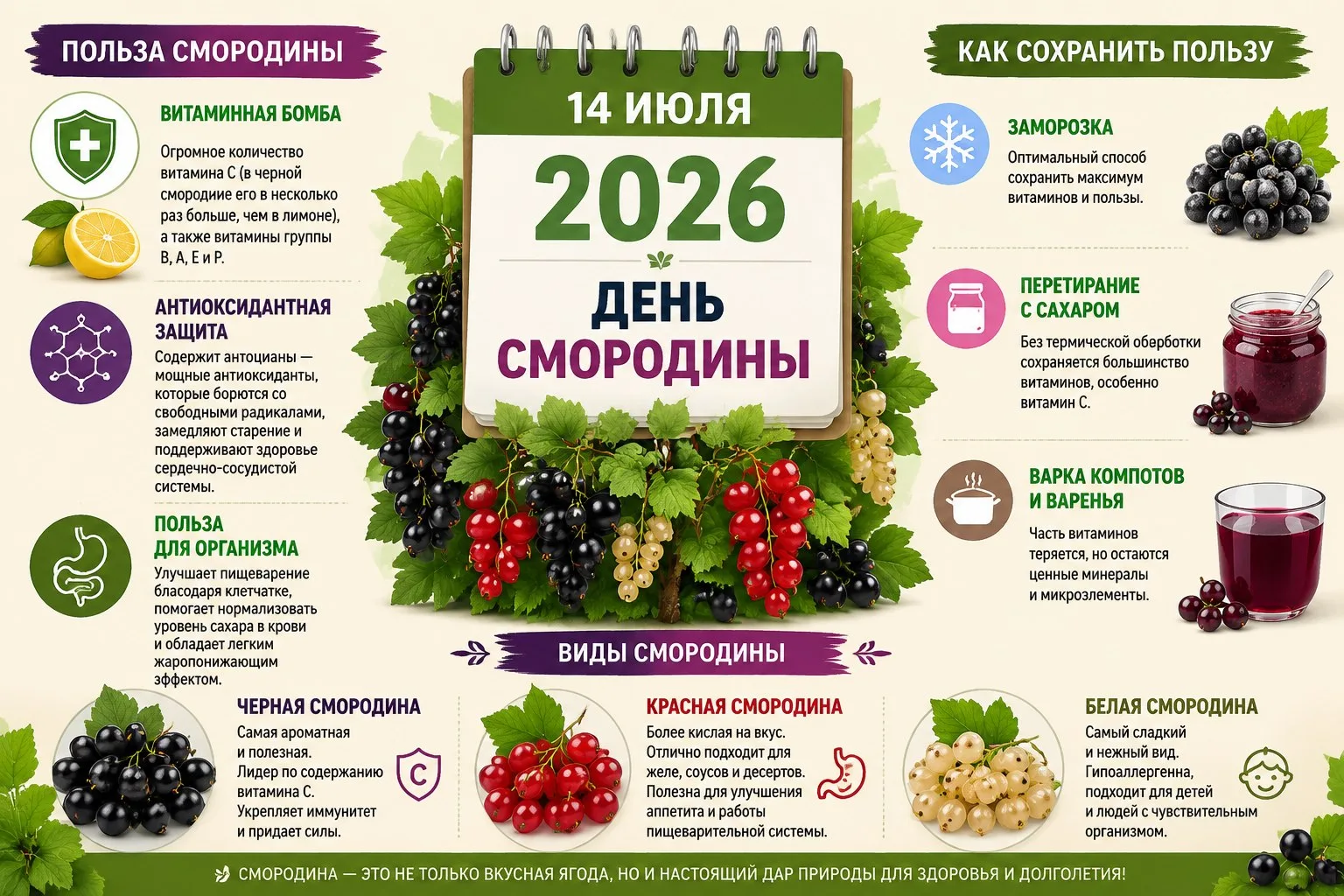 🌿 День смородины: праздник вкуса и пользы! 🍇

14 июля — особенный день для всех любителей этой зам