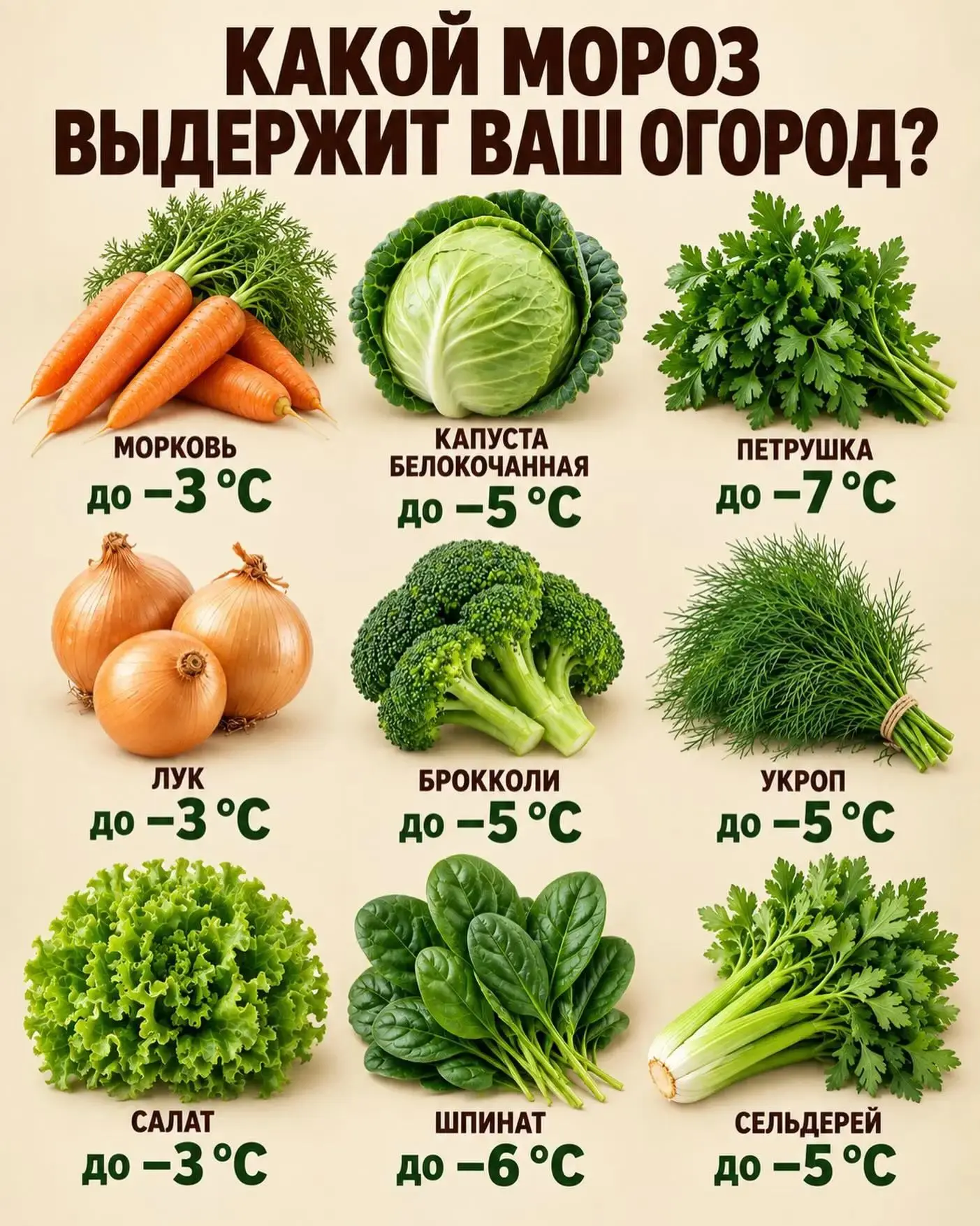 Не паникуйте! Какие овощи на грядке спокойно перенесут первые заморозки ❄️🌱