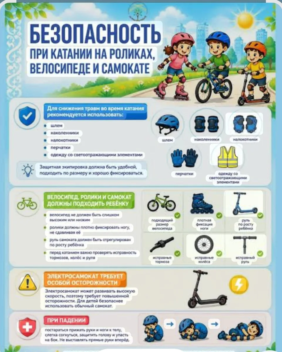Безопасность на велосипеде, самокате, роликах