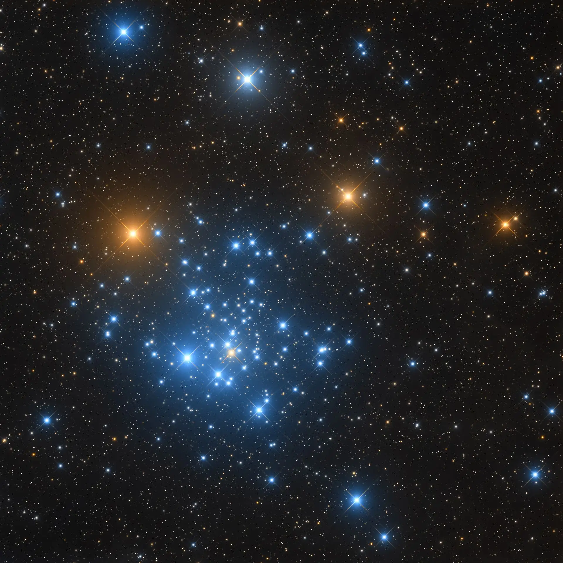 🌠 Рассеянное звездное скопление NGC 2516 — одно из самых ярких и крупных рассеянных зв...