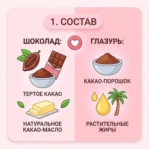 Разбираемся в разнице шоколада и глазури в новой шпаргалке 🎀