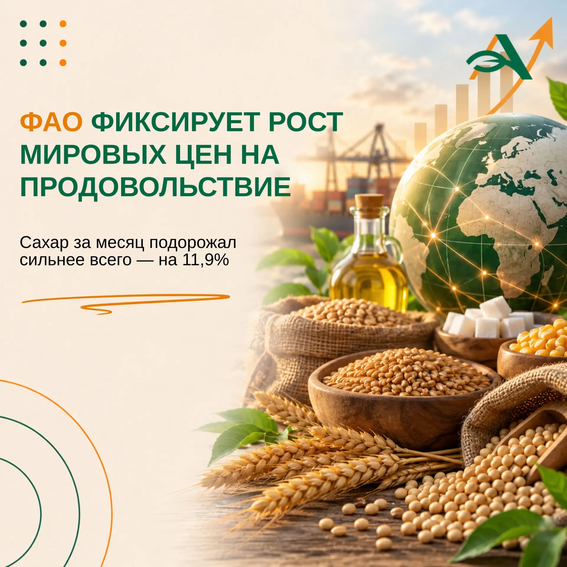 📈 Мировые цены на продовольствие выросли по всем основным группам