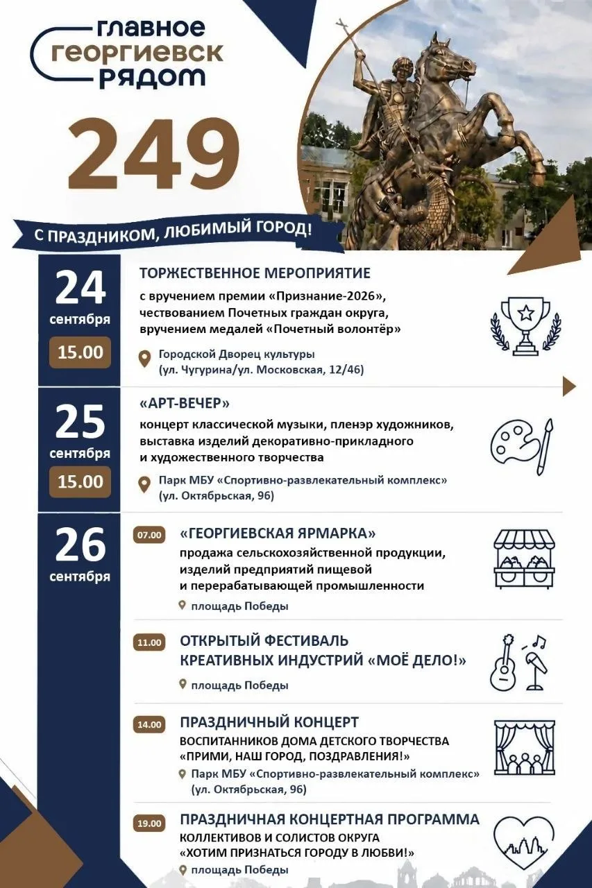 Афиша праздничных мероприятий ко Дню города Георгиевска
