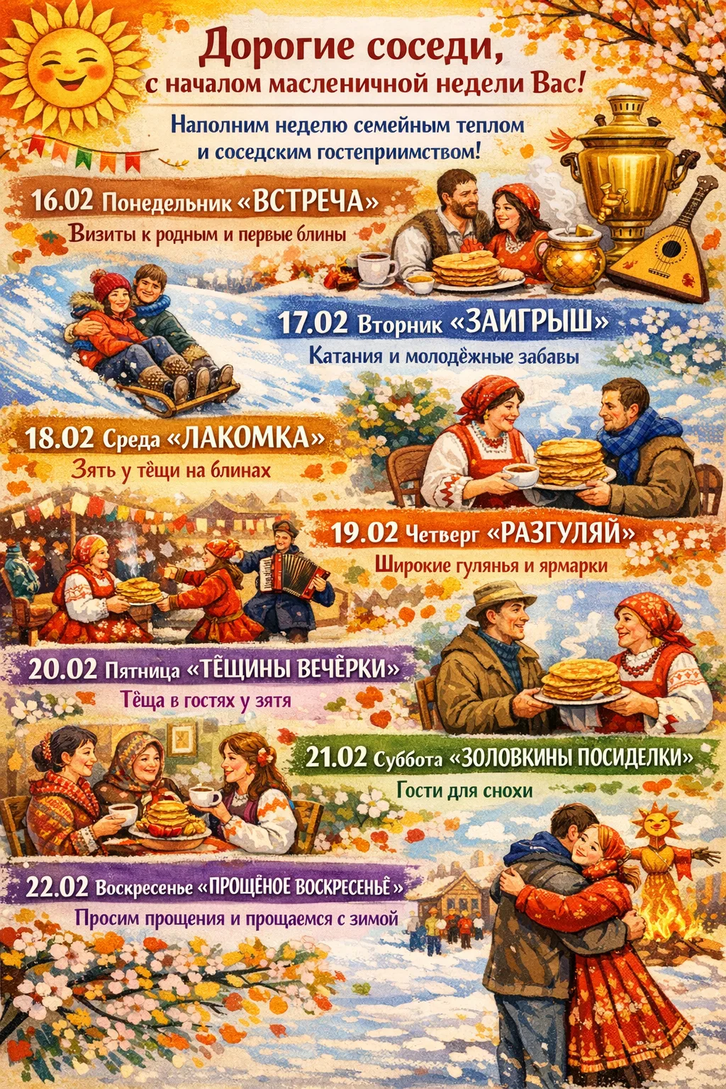 🌞Дорогие соседи, с началом масленичной недели Вас!🥞