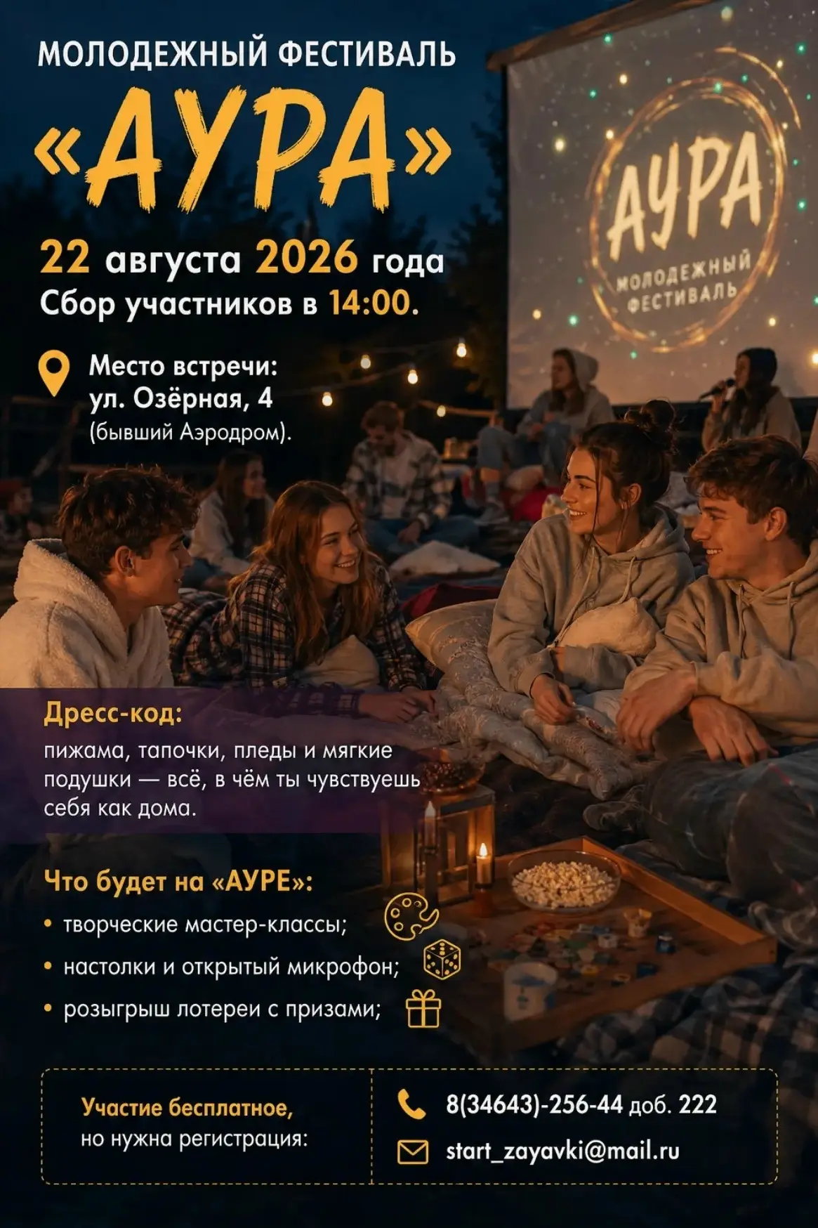 МОЛОДЕЖНЫЙ ФЕСТИВАЛЬ «АУРА» — ТВОЁ МЕСТО СИЛЫ, ТВОРЧЕСТВА И НОВЫХ ЗНАКОМСТВ!