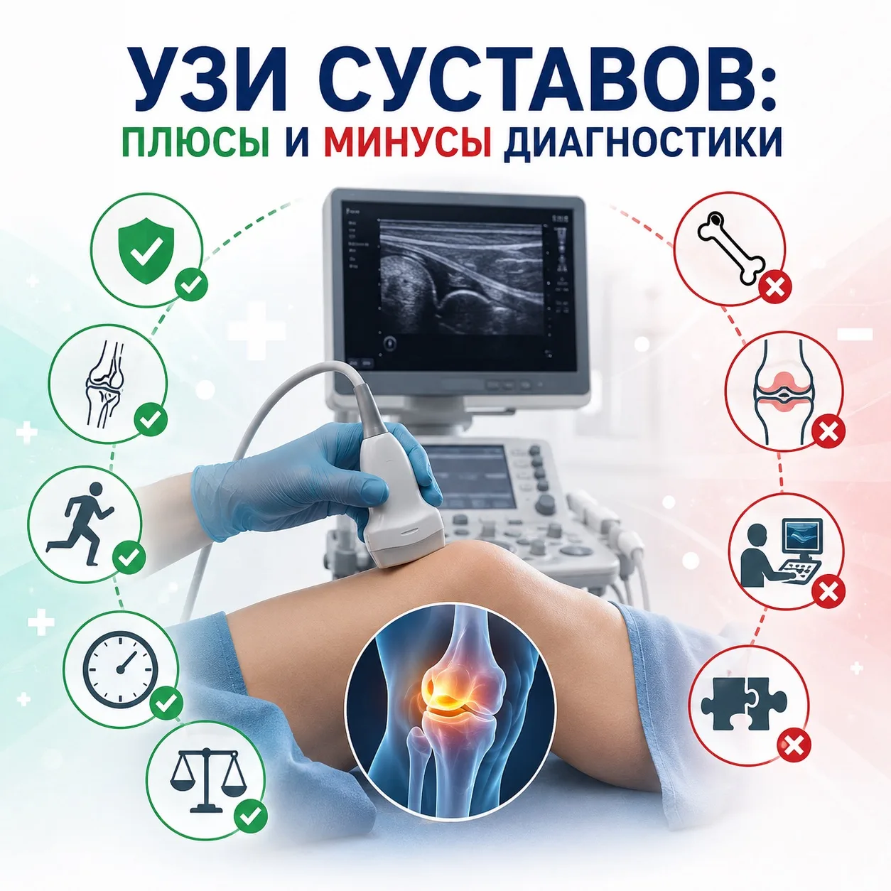 🔎 УЗИ СУСТАВОВ: ПЛЮСЫ И МИНУСЫ ДИАГНОСТИКИ