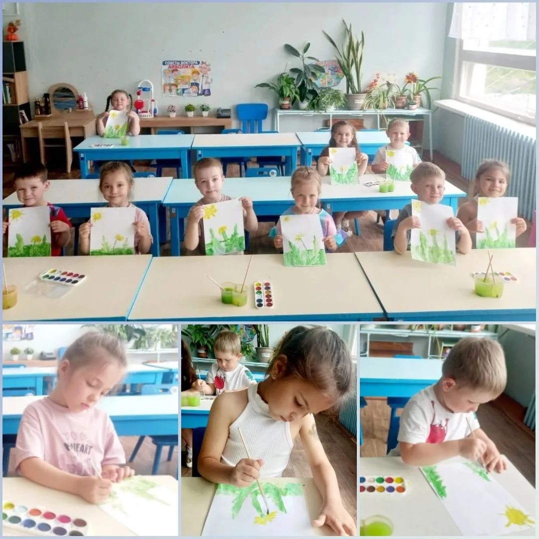 Рисуем кистью. Одуванчики!