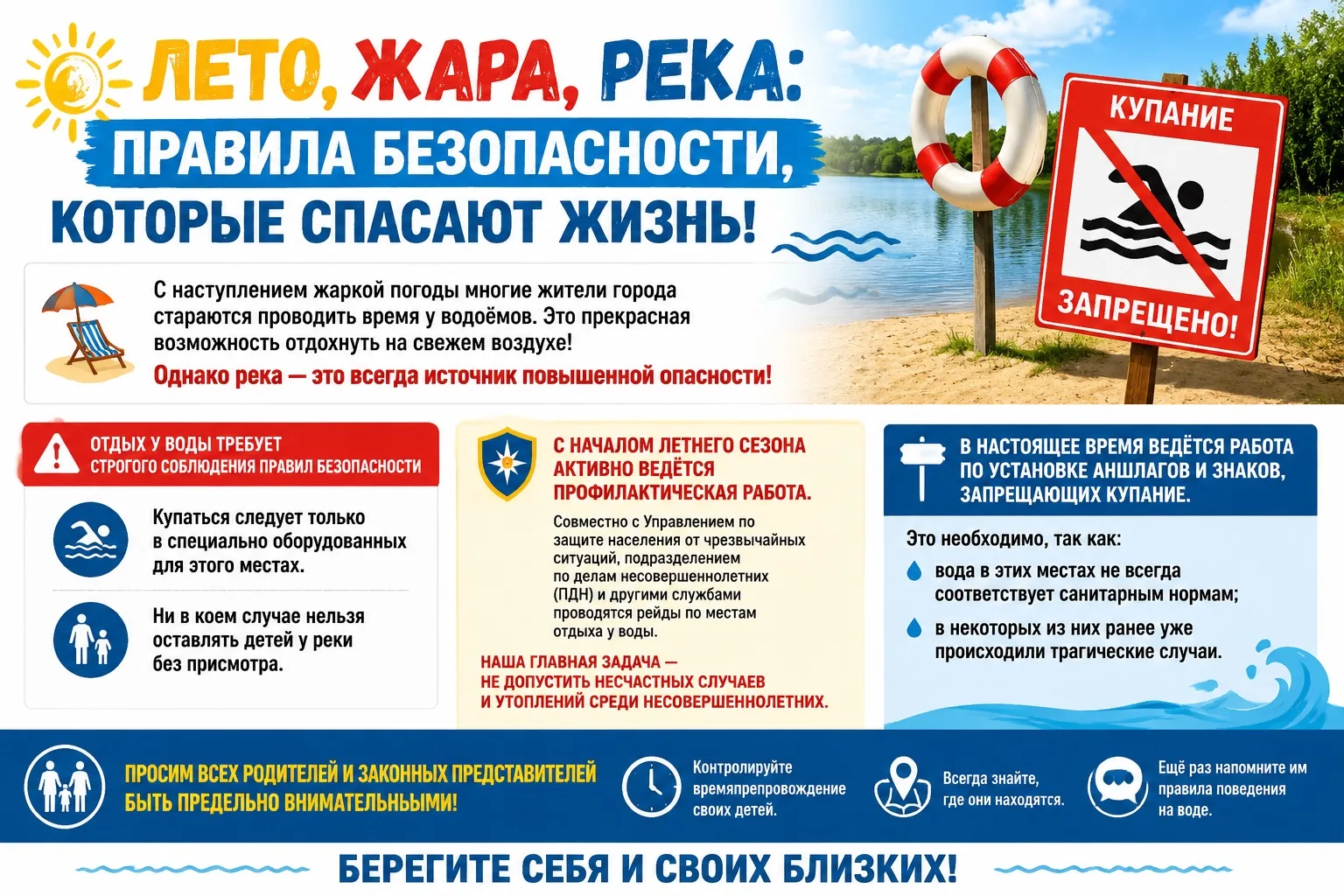 ☀️🌊Лето, жара, река: правила безопасности, которые спасают жизнь.