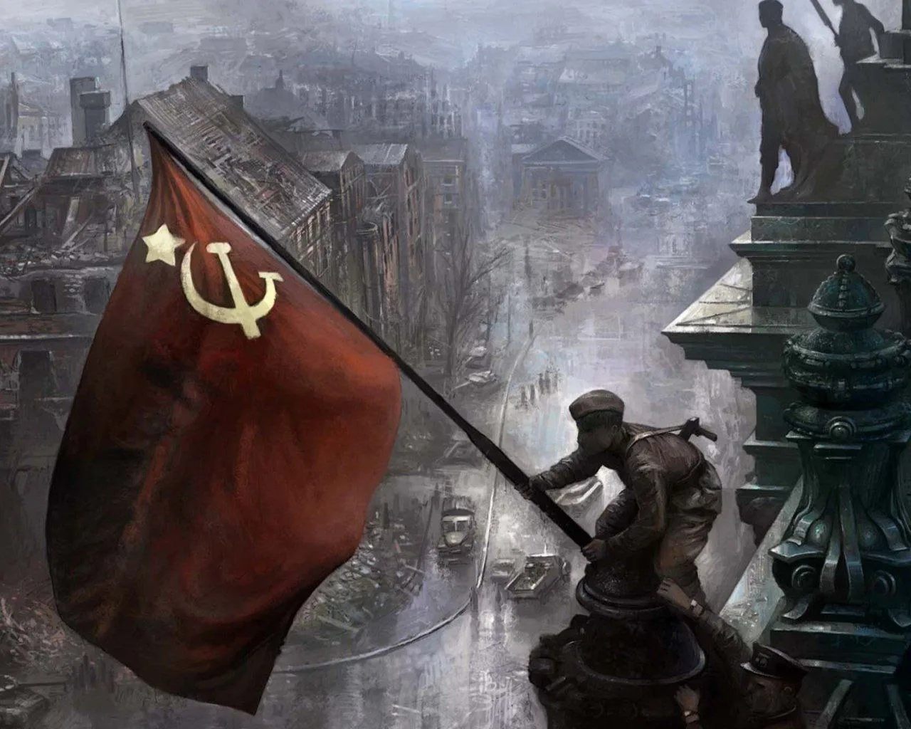 ❤‍🔥  Бушует бой. Над вражеской столицей Взмывает ввысь Победы алый стяг. Последний залп, и весть над