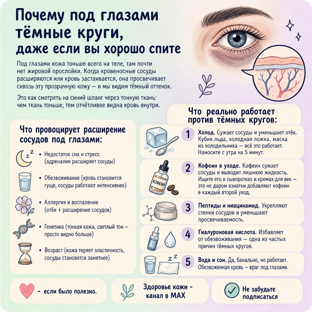Почему под глазами тёмные круги, даже если вы хорошо спите