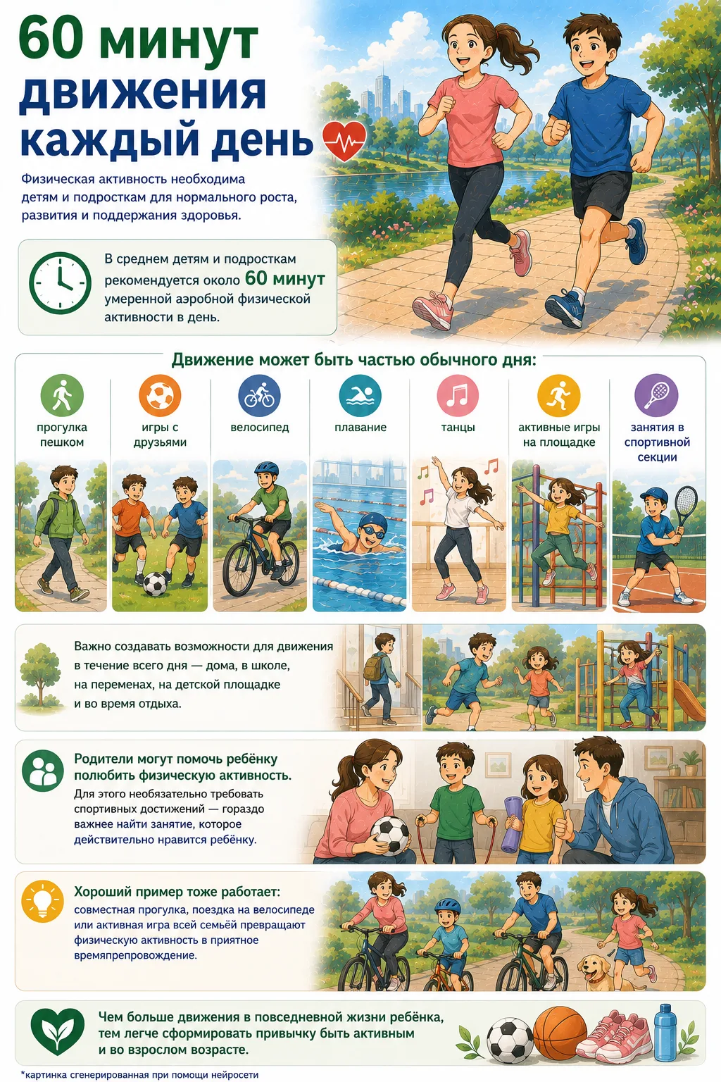 60 минут движения каждый день 🏃‍♀️