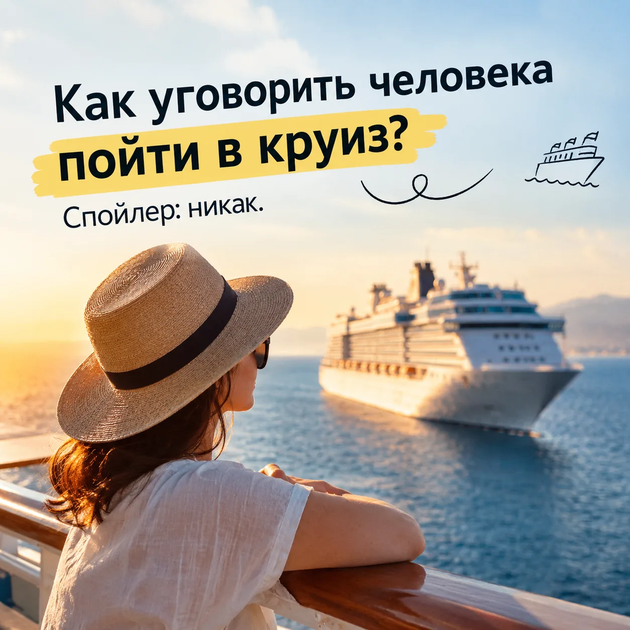 Как уговорить человека пойти в круиз, если на ближайший долгожданный отпуск он запланир...