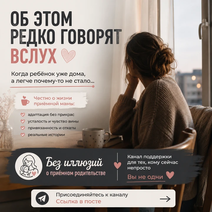 Иногда приёмная мама улыбается всем вокруг.
А вечером остаётся одна со своими мыслями:
«Почему мне т