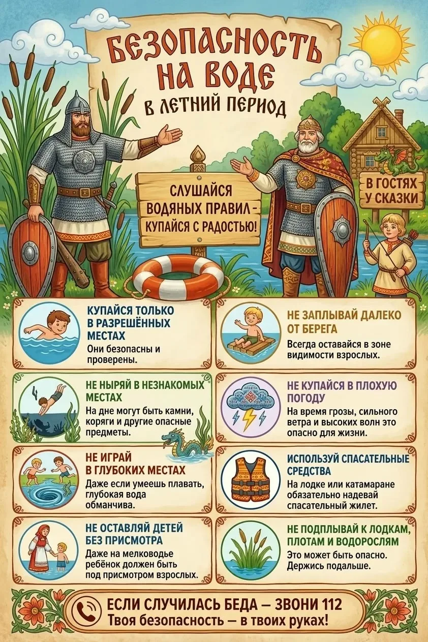 Летний отдых у воды: безопасность превыше всего! 

☀️ Лето — пора ярких дней, весёлых прогулок и отд