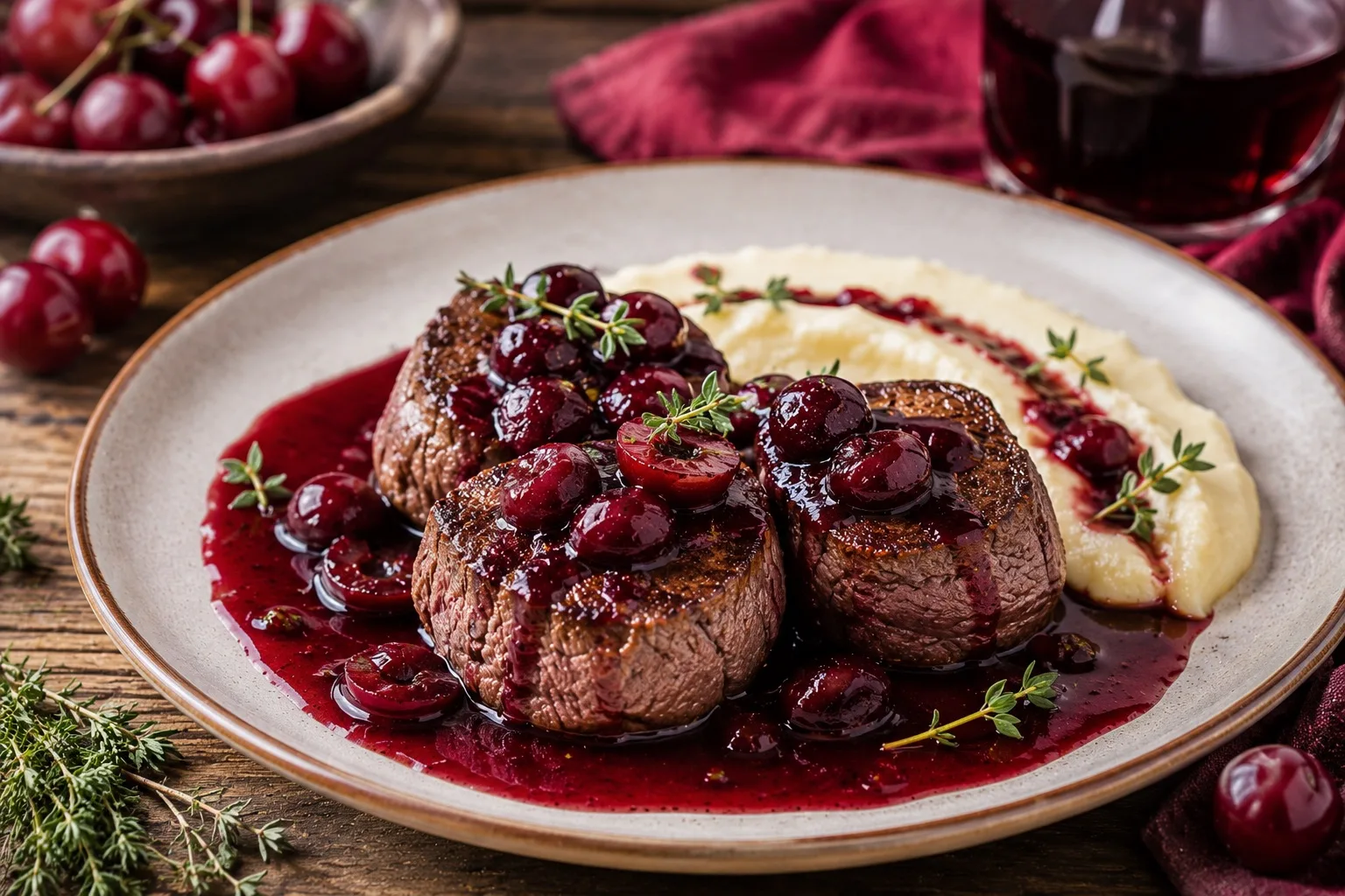 Рецепты Запорожской кухни.

🍒 Медальоны из говядины с соусом из мелитопольской черешни.

Лето в Зап