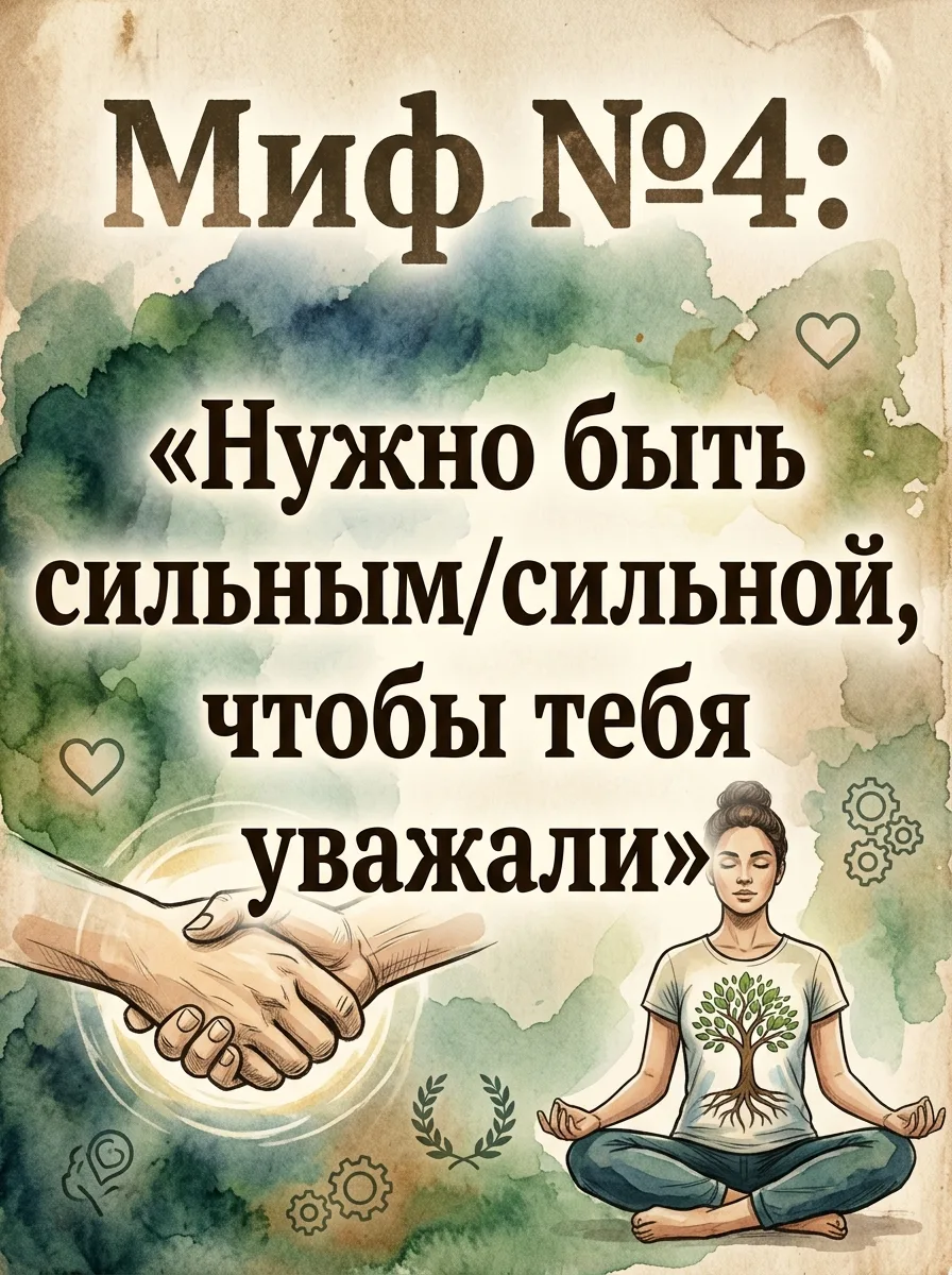 🔍 Миф №4: «Нужно быть сильным/сильной, чтобы тебя уважали»

Звучит как непреложная истина. Как зако