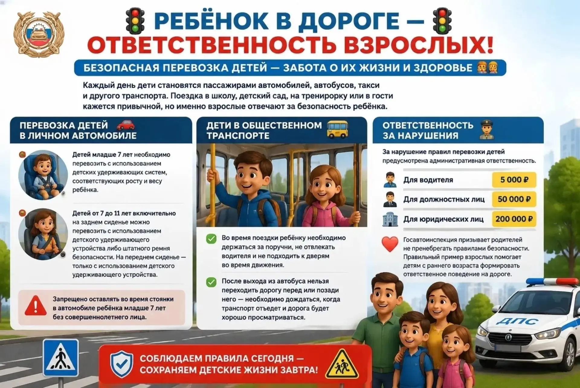 🚦 Ребёнок в дороге — ответственность взрослых!🚦