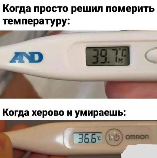 Какой градусник самый лучший?  П: «Доктор, у меня температура на электронном 37.2, а на ртутном 38.0