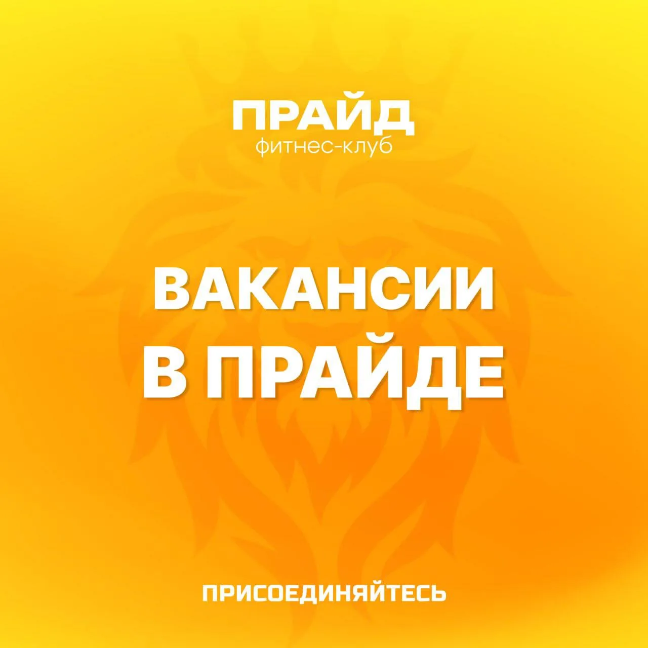 Фитнес-клуб ПРАЙД расширяет команду 🦁