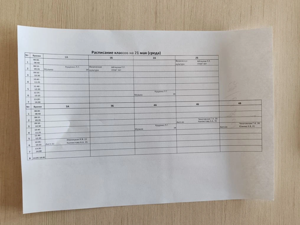Расписание на 21.05.2026
