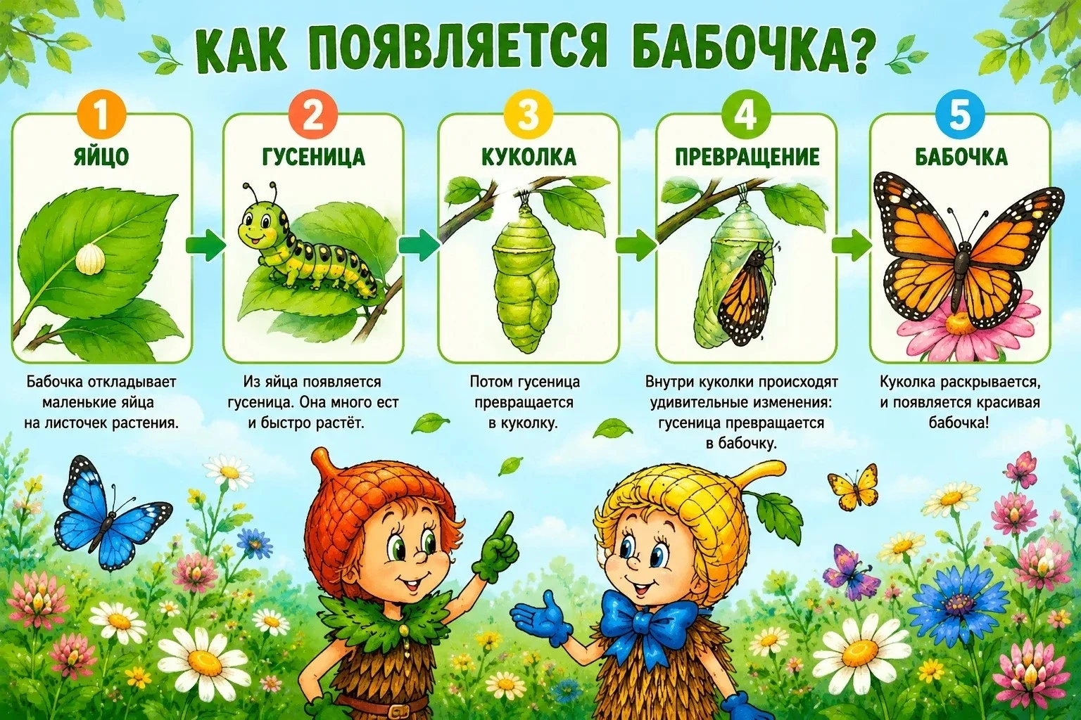 🦋 Как появляется бабочка? 

Кажется, что бабочка всегда была такой красивой и яркой. Но на самом де