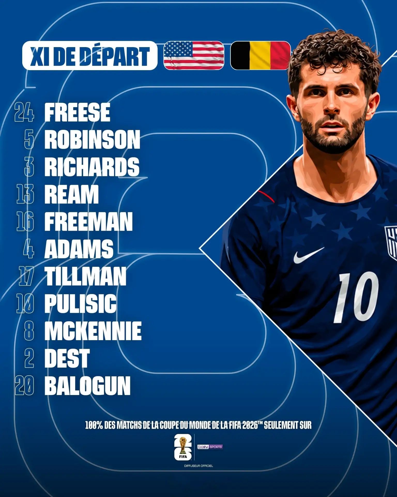 🇺🇸 | 🇧🇪 СТАРТОВЫЕ СОСТАВЫ на матч США и Бельгии в 1/8 финала ЧМ (03:00 по МСК)