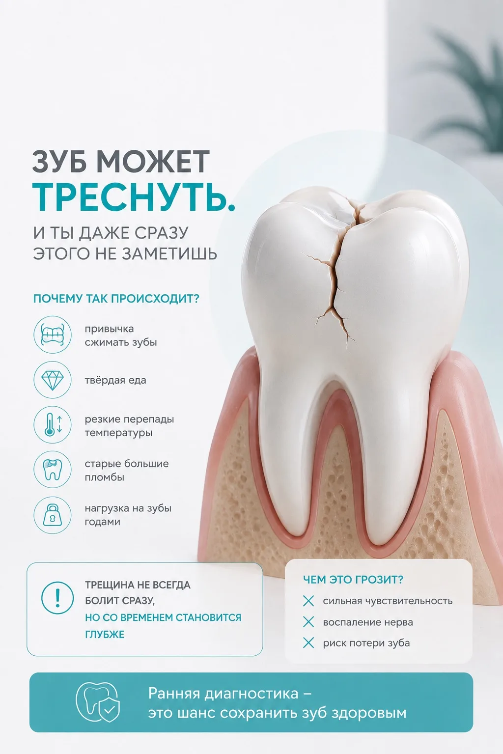 Зуб может треснуть.