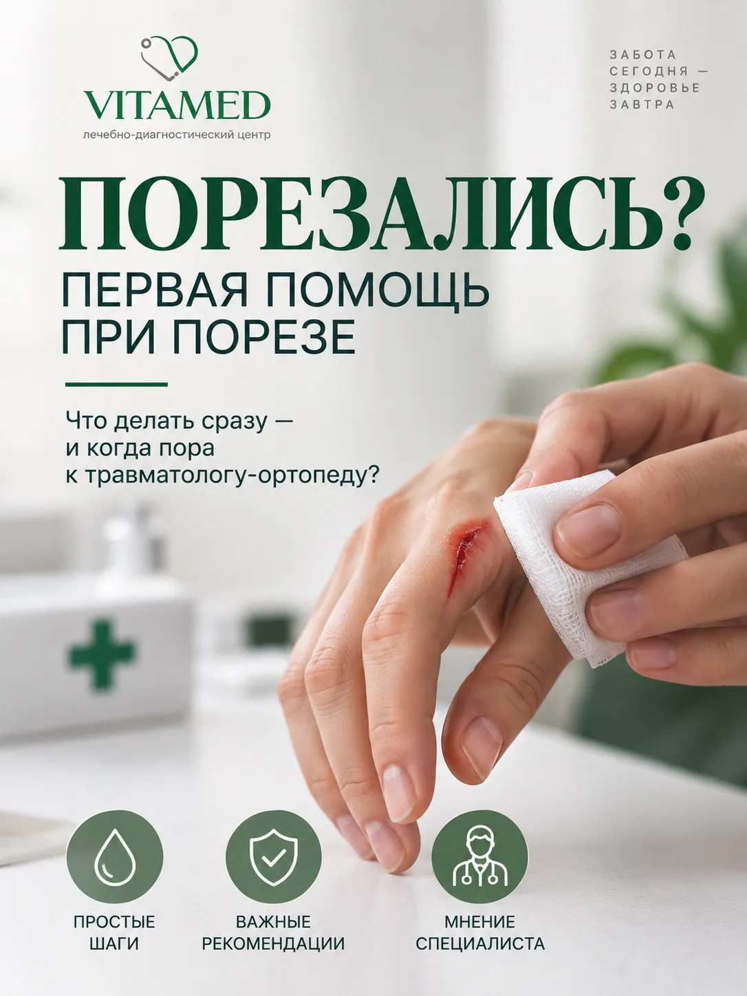 🩹 Порезались? Не каждый порез можно просто заклеить пластырем.