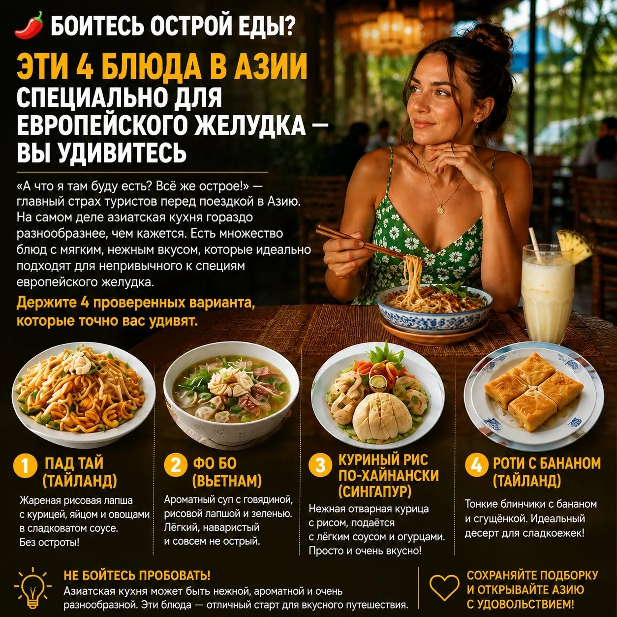 БОИТЕСЬ ОСТРОЙ ЕДЫ? ЭТИ 4 БЛЮДА В АЗИИ СПЕЦИАЛЬНО ДЛЯ ЕВРОПЕЙСКОГО ЖЕЛУДКА — ВЫ УДИВИТЕСЬ
