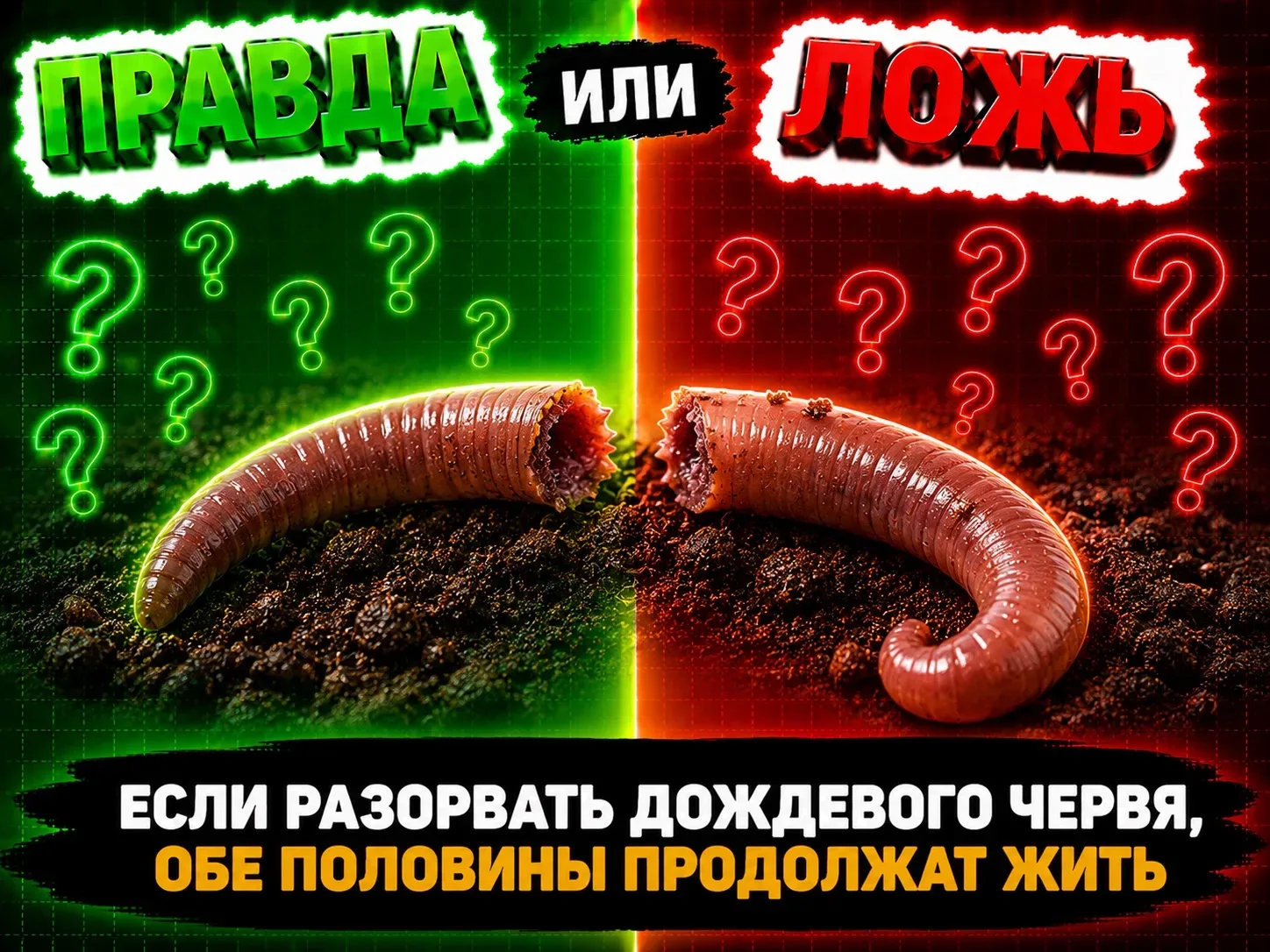 Если разорвать дождевого червя, обе половины продолжат жить
