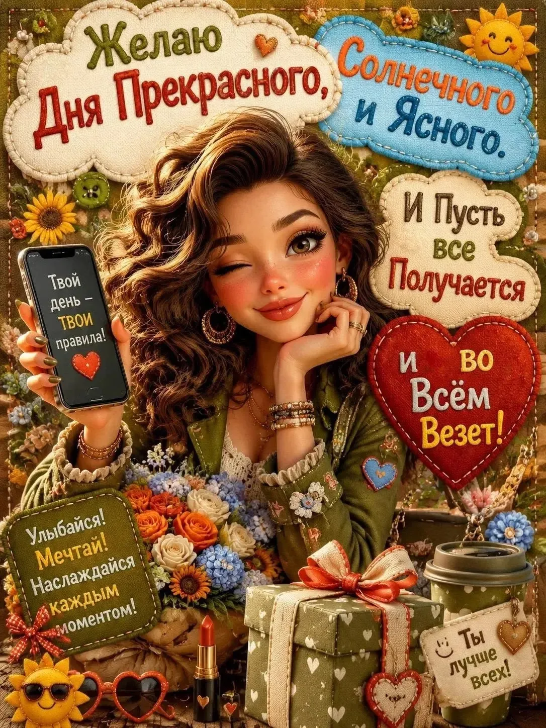 🥰 Ставьте реакции и делитесь открыткой с близкими ❤️
