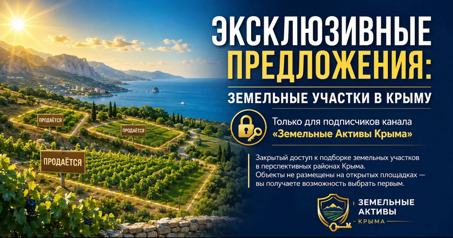 📢 Эксклюзивные предложения: земельные участки в Крыму — только для подписчиков канала «Земельные Ак