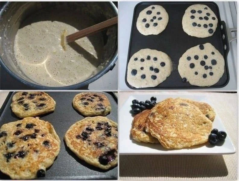 Блинчики из овсянки с творогом и черникой