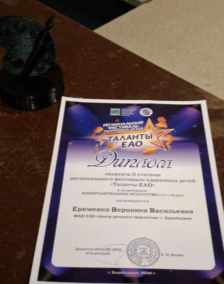 По итогам II этапа регионального фестиваля одаренных детей «Таланты ЕАО»  В номинации "Изобразительн