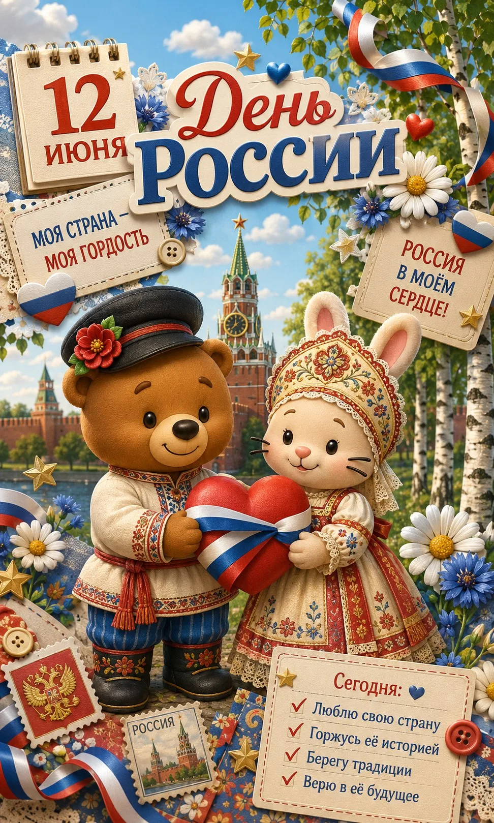 🇷🇺🎉 С Днём России! Пусть наша страна будет мирной, а дети — самыми счастливыми! 🌈☀️❤️