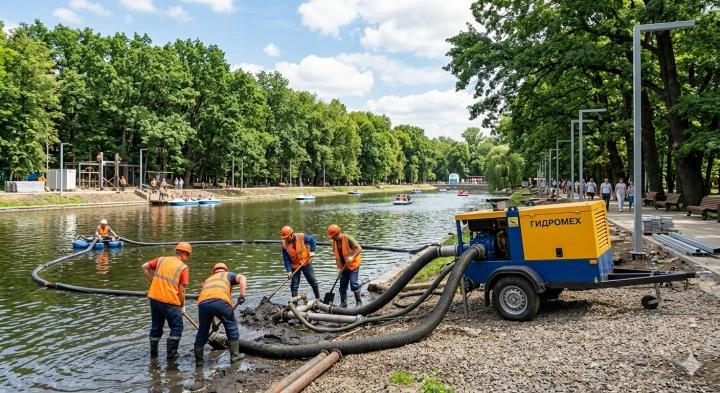 Городской парк обновляют: из прудов вывезли более 1500 тонн ила