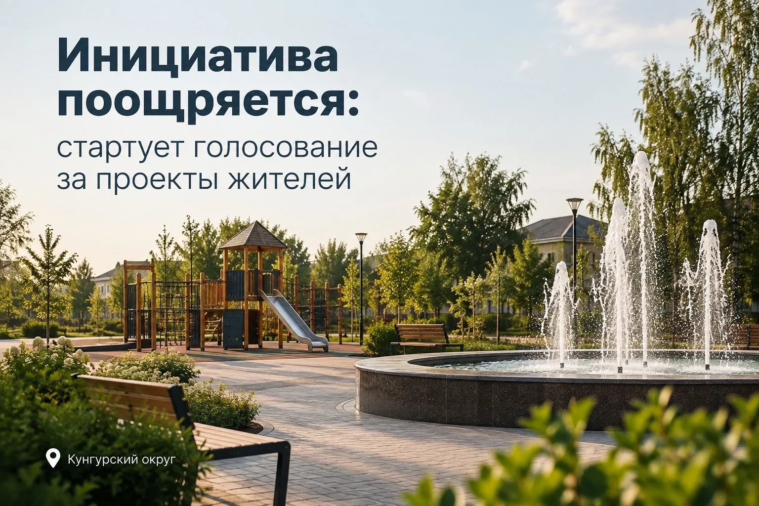 ДЕТСКИЕ ПЛОЩАДКИ, СКВЕР И ФОНТАН: