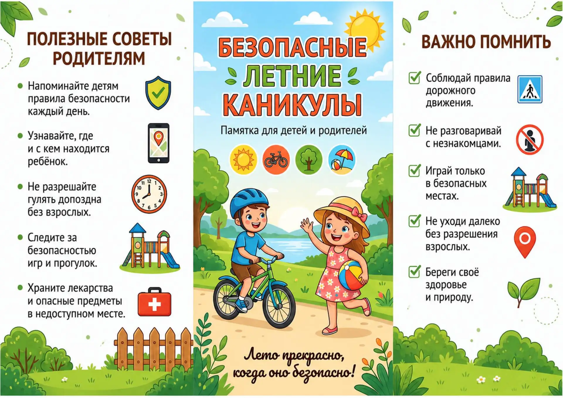 Лето в самом разгаре!Не забывайте о безопасности в этот период!🌞