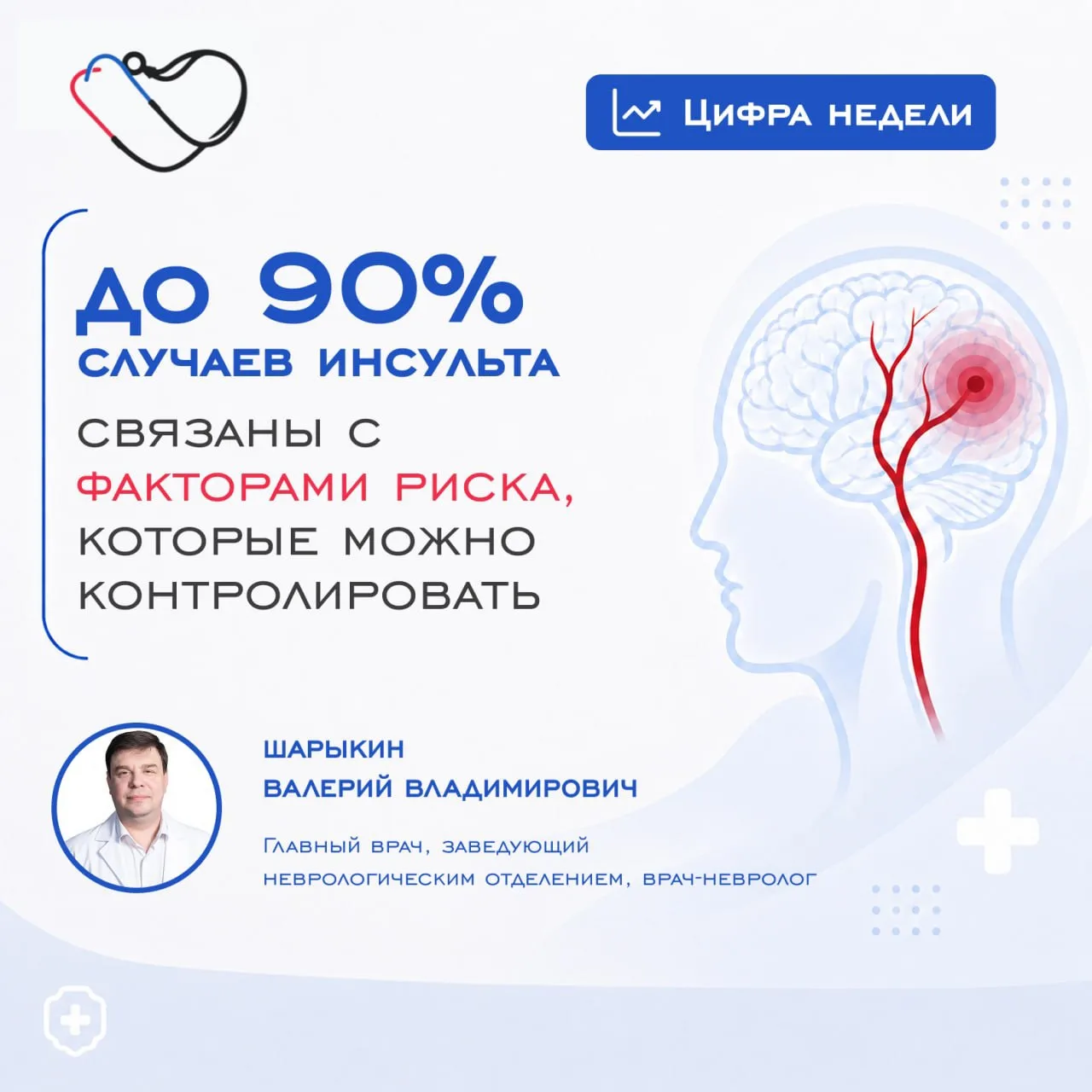 📊 Цифра недели: до 90% случаев инсульта связаны с факторами риска, которые можно контр...