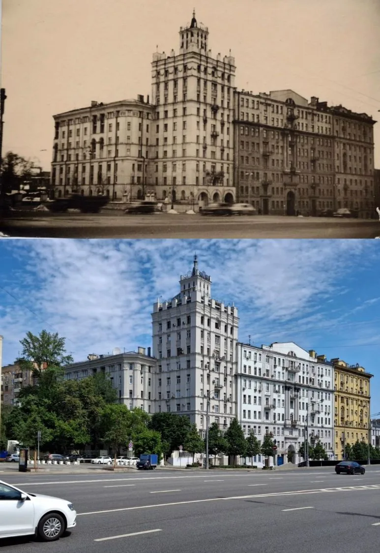 Чёрно-белый кадр был сделан в 1953-м — год смерти Сталина — на Садовой-Самотечной, где ...