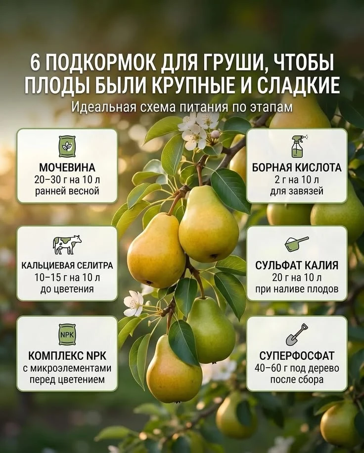 6 подкормок для груш ,чтобы плоды были крупные и сладкие