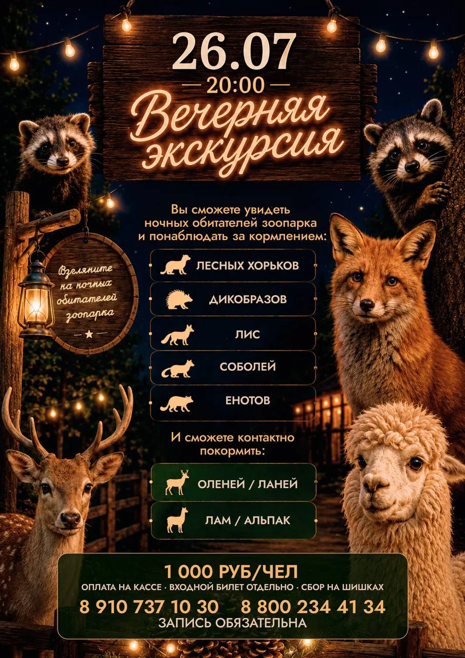 Вечерняя экскурсия в Белгородском зоопарке

#этоплатно 26 июля в 20:00 (от 1 000 рублей, бронь мест 