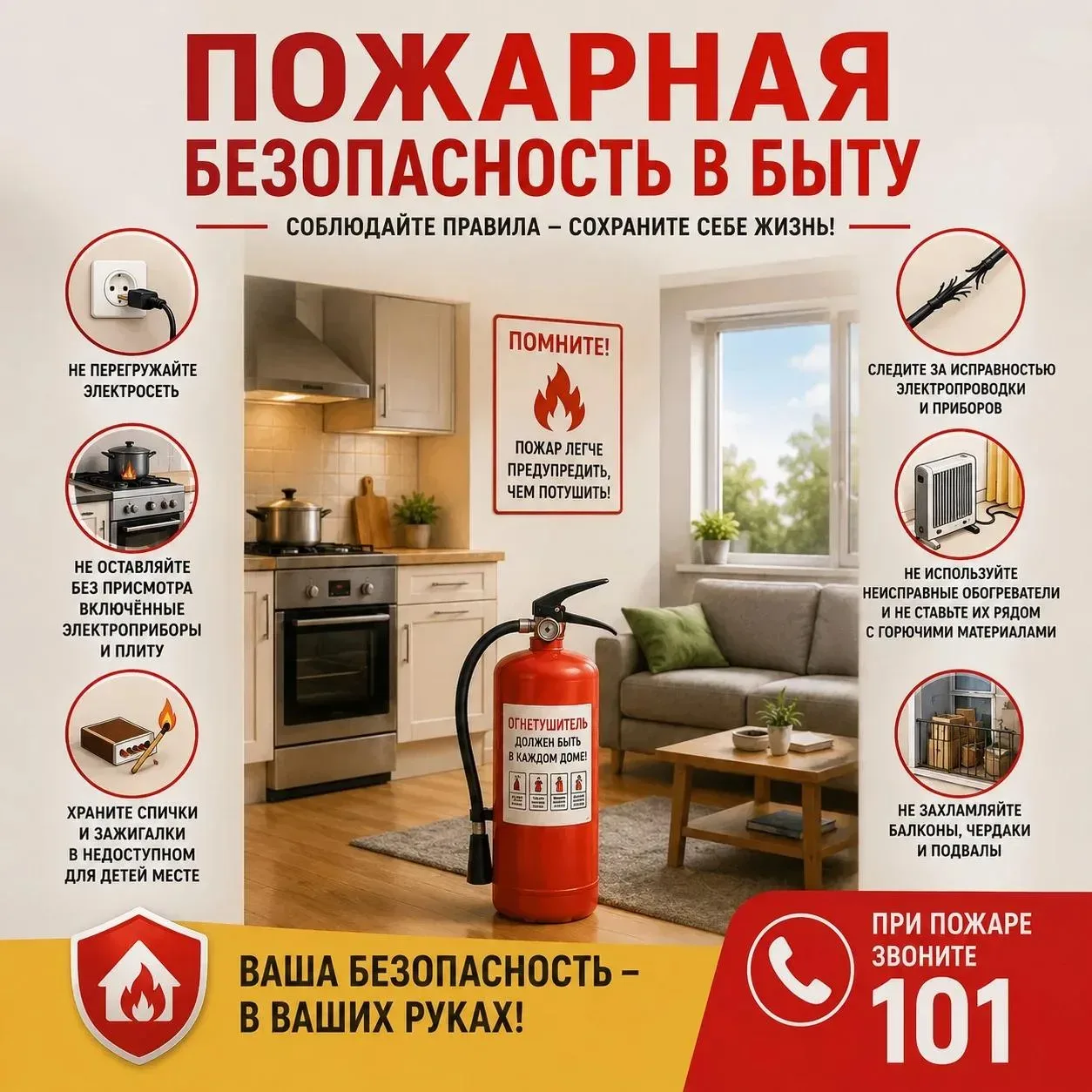 🔥 Пожарная безопасность в быту — ответственность каждого!