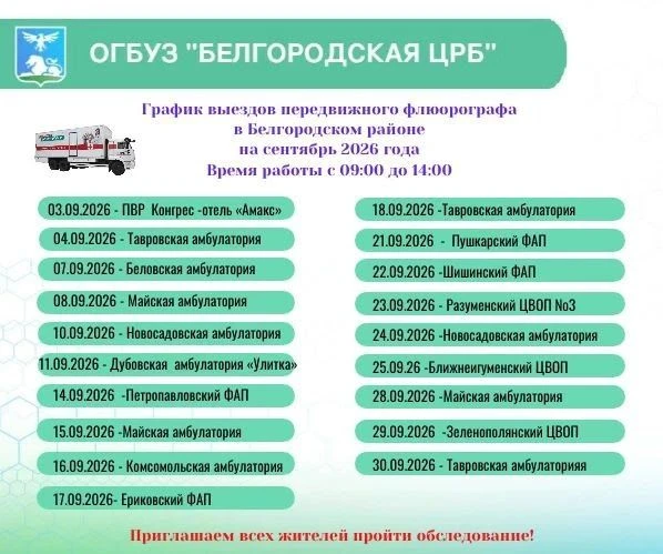 📆Передвижной флюорограф продолжит работу в Белгородском округе