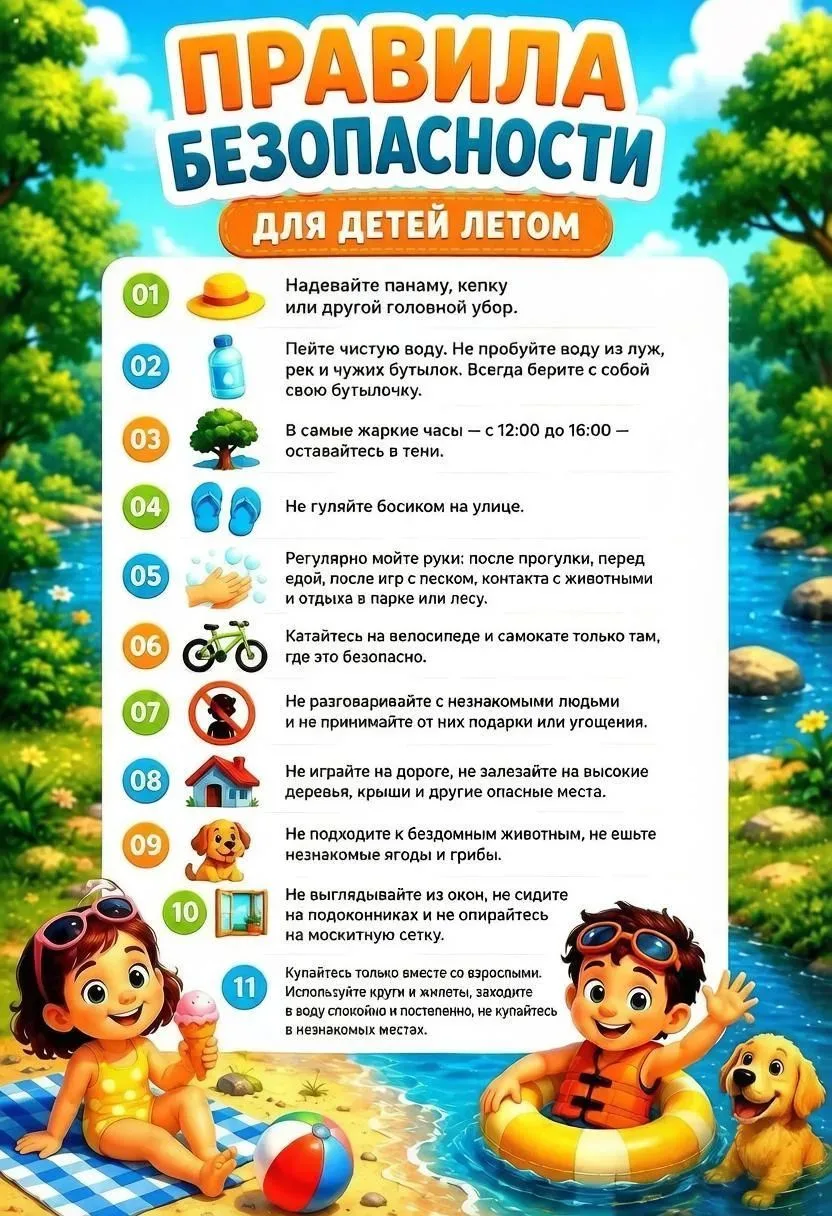 Правила безопасности для детей летом.