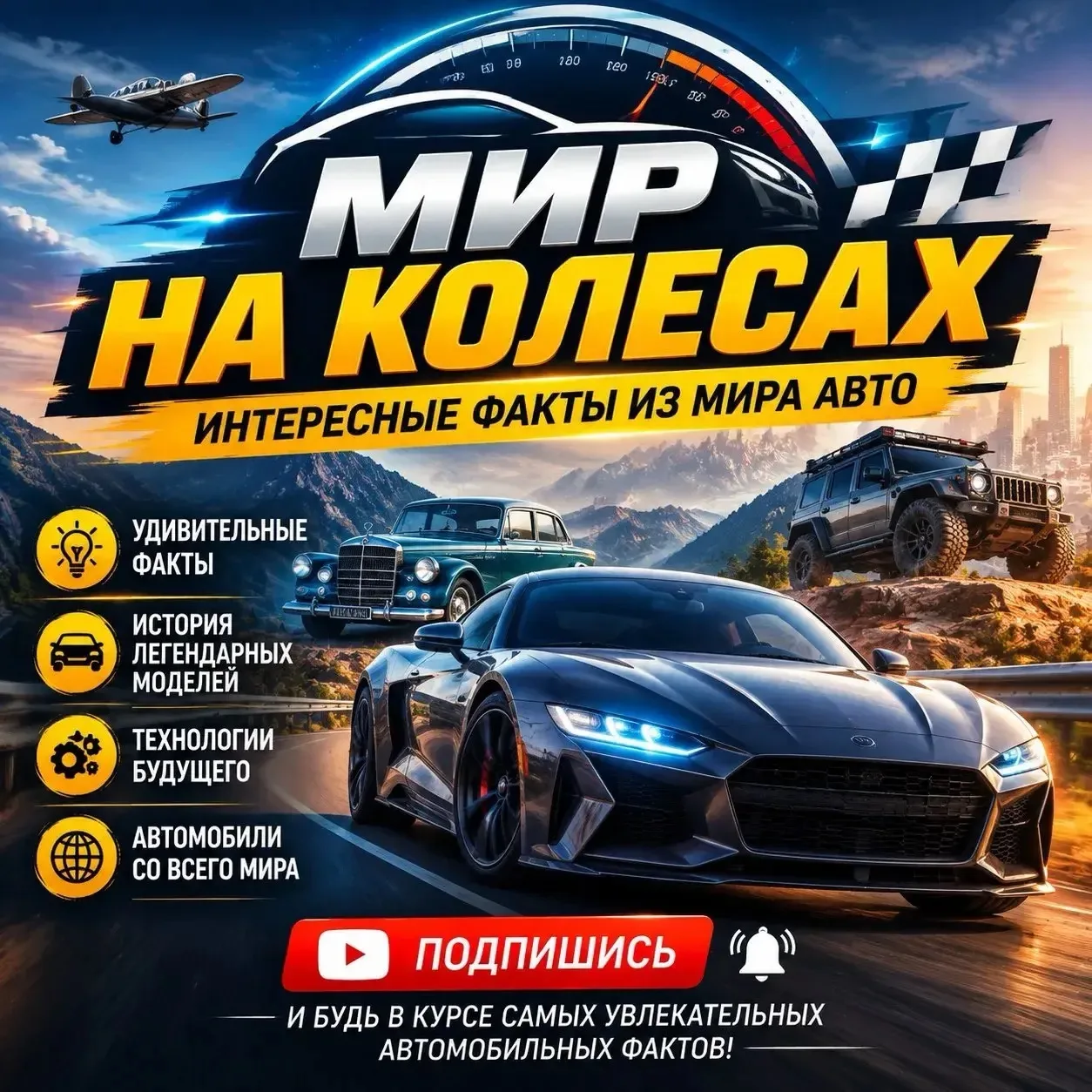 🚗 «Мир Авто: Факты на колёсах» — канал для тех, кто живёт скоростью и любит разбираться в деталях! 