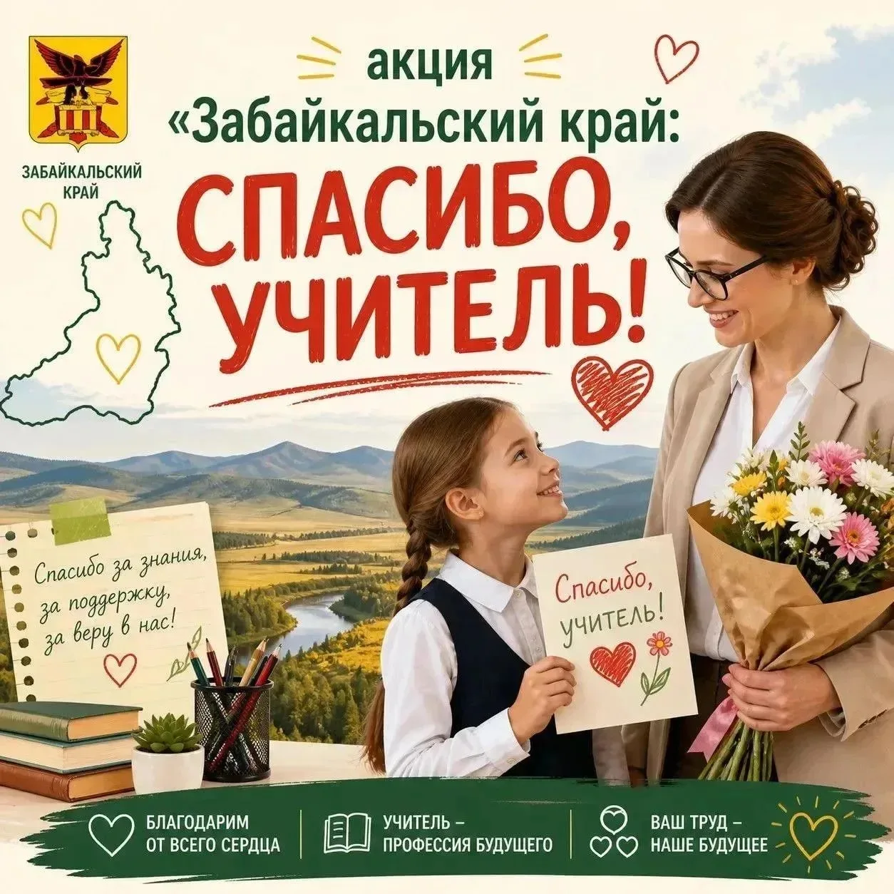 В Забайкалье стартовала краевая акция «Забайкальский край: Спасибо, учитель!»