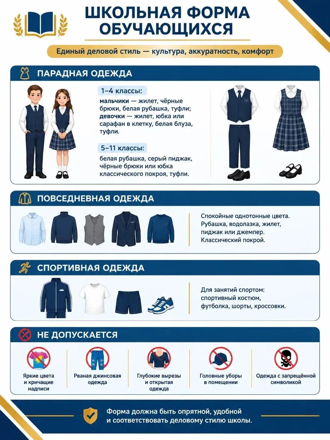 Как должен выглядеть ребенок в школе: правила и стиль 🎒📚
