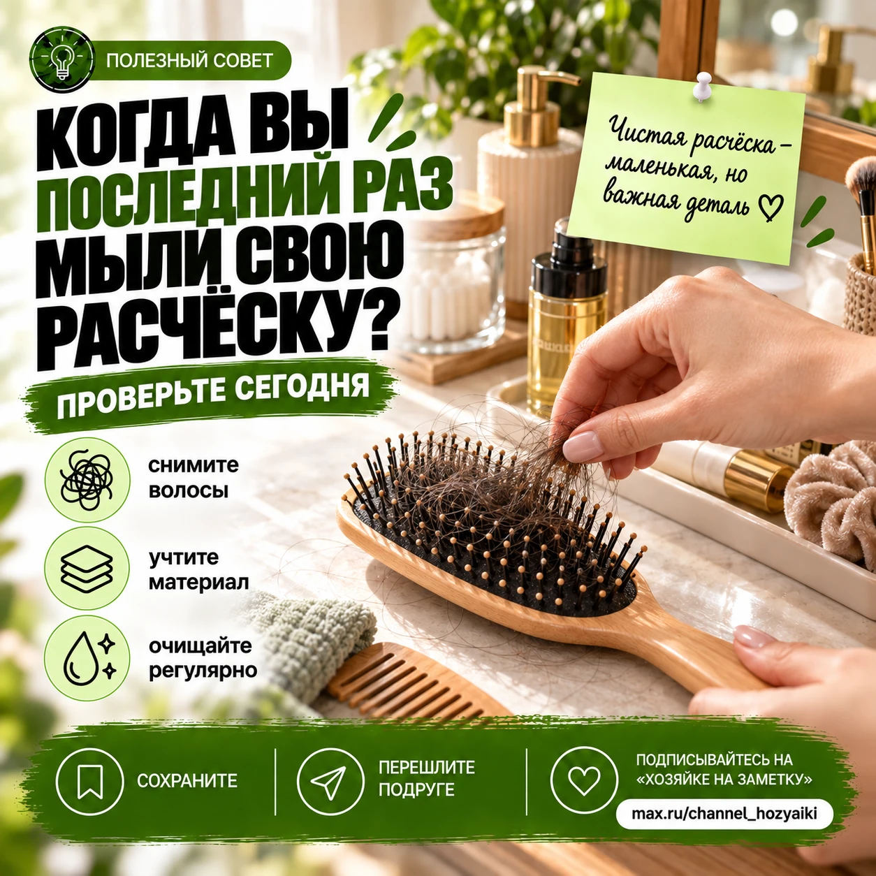 💇‍♀️ Когда вы в последний раз мыли свою расчёску?