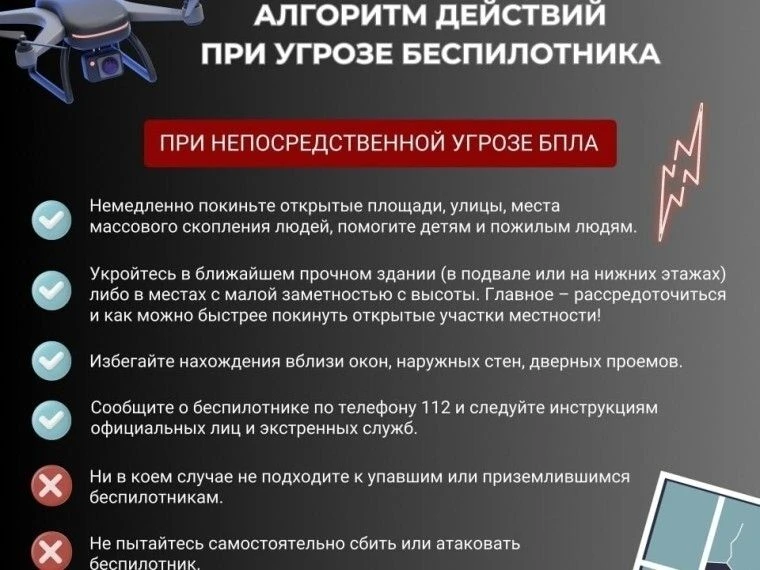 ❗Действия при обнаружении БПЛА/БВС (беспилотное воздушное судно): Памятка для жителей. ...